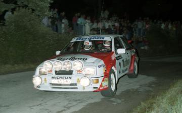 Jesús Puras-Tomás Aguado (Ford Sierra RS Cosworth). Rallye Osona 1989 (Foto: Fotocursa)
