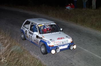 Josep Anton Rovelló – Marc Martí (Renault 5 GT Turbo, grupo A). Rally Osona 1987 (Foto: Fotocursa)