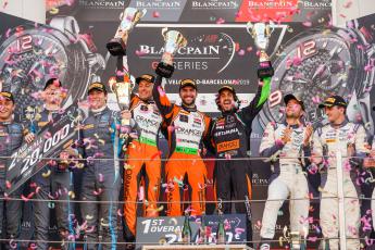 Podio de las Blancpain GT Series Endurance Cup protagonizado por Albert Costa (ES), Andrea Caldarelli (IT) y Marco Mapelli (IT) - Foto: Manu Lozano